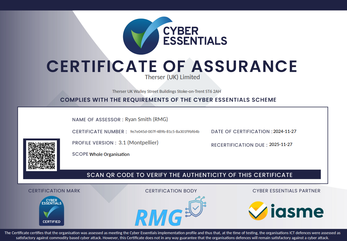 Cyber Essentials - Certificate of Assurance