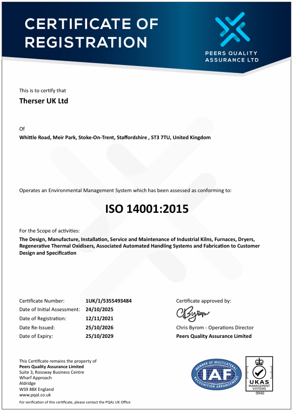 Therser UK Achieves ISO 9001 and ISO 14001 Recertification